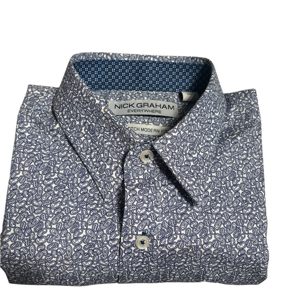 Nick Graham, Size Medium, Blue Paisley, Long Sleeve Button Down. NWT @21 - Picture 9 of 9
